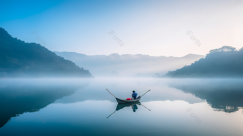 湖南郴州郴江渔舟倒影自然摄影,高清,摄影图,摄影图片,图片大全,摄影图免费下载